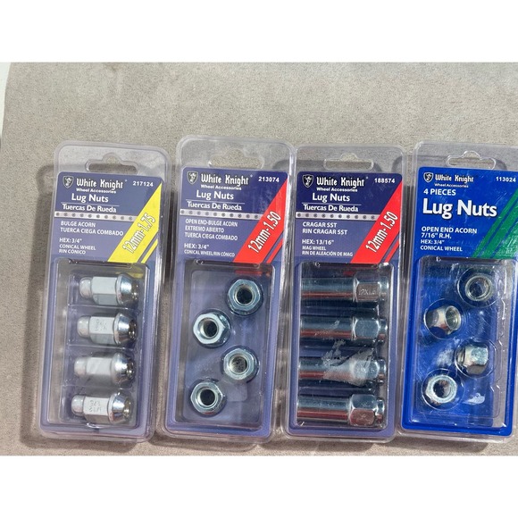 Assorted White Knight Lugnuts Set of 4 - Retail Value Over $100 - Picture 2 of 11